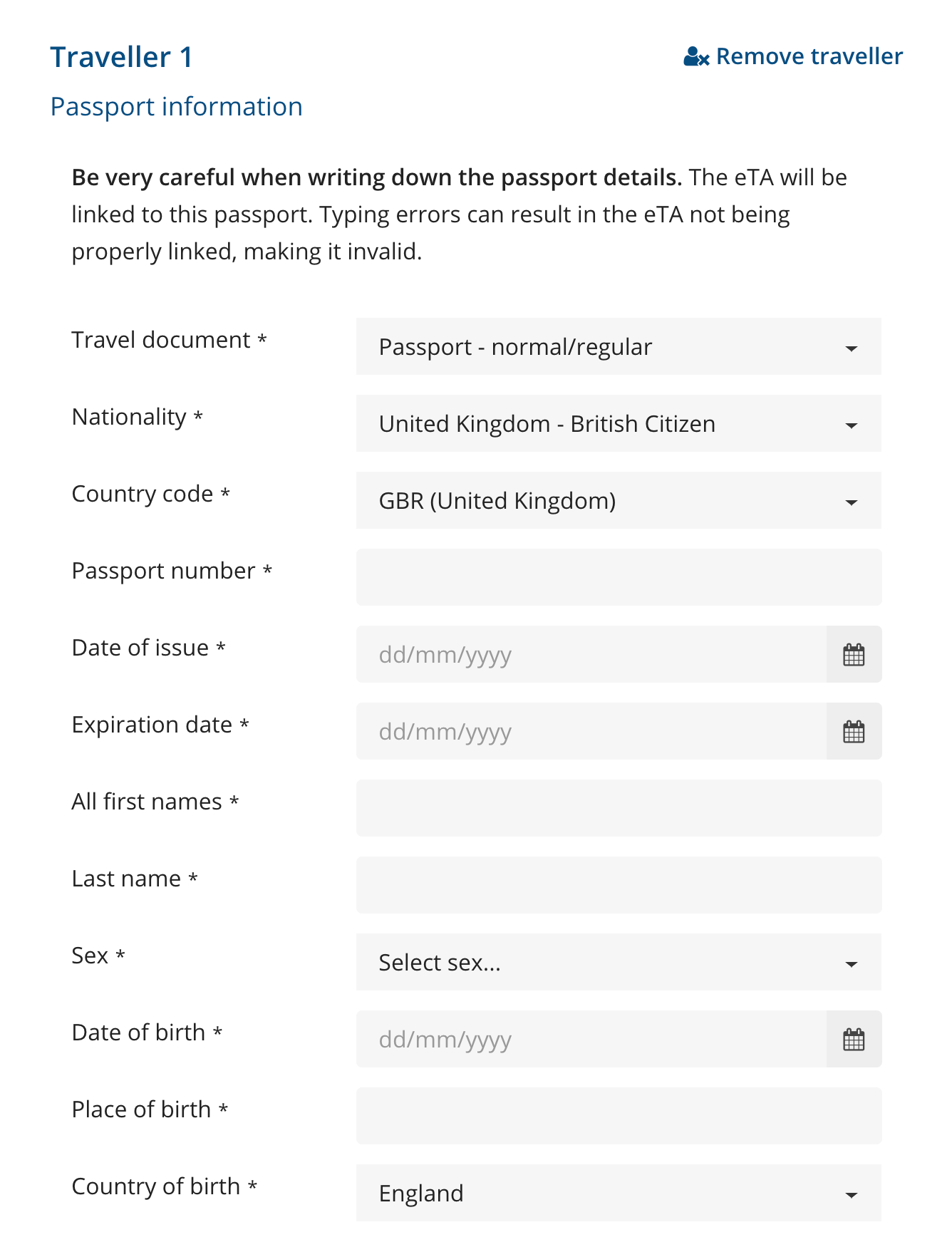 The eTA application form: for flying to Canada